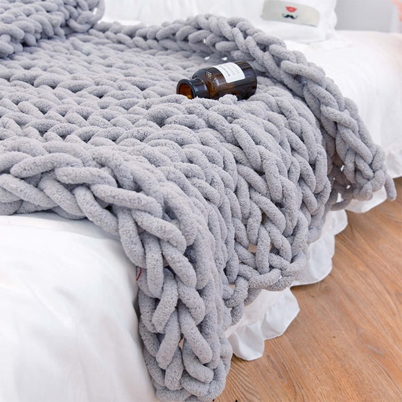 Chenille Chunky Knitted Blanket